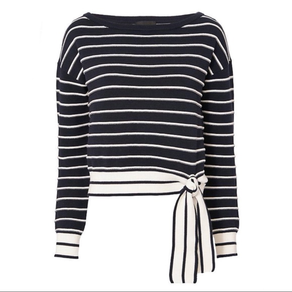 Intermix Gia Sweater Navy White Striped Size P - Picture 2 of 8